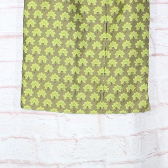 Alberta Ferretti Green Cotton Blend Lotus Flowers Tapestry Pencil Skirt Size 8 - Picture 3 of 10
